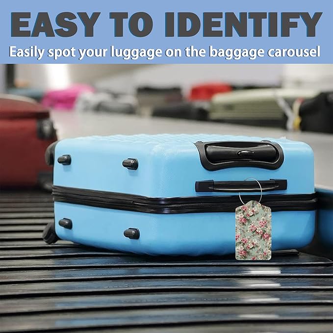 Luggage Tags for Suitcases Durable Leather Luggage Tags Cute Travel Name Tags for Cruise Ships Travel Essentials 3 Pack (Vintage Floral)
