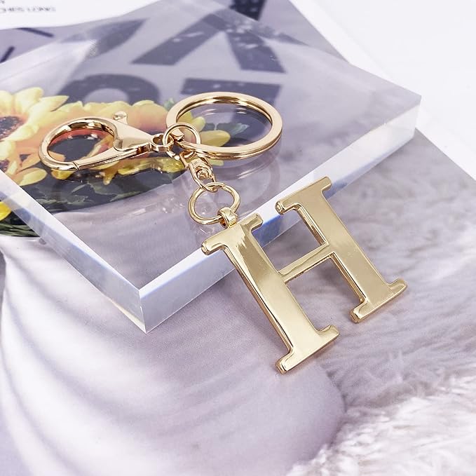 LAXPICOL Gold Letter A-Z Keychain for Women Bag Charms Purse Charms For Handbags Metal Alphabet Initial Letter Keychain