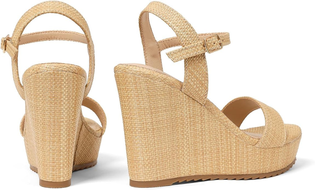 mikarka Women's Espadrille Wedge Sandals: Ankle Strap Platform Open Toe Wedges - Stylish High Heel Dressy Summer Wedges for Women, Inspired by Espadrilles