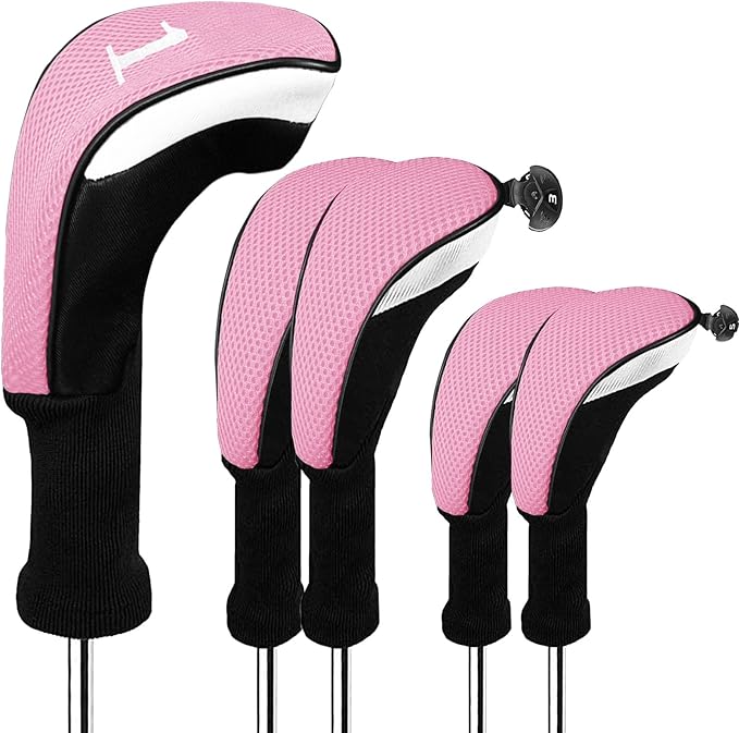 FINGER TEN Golf Club Head Covers Woods Driver Fairway Hybrid 3/4/5 Set, Headcovers Men 1 3 5 7 X Interchangeable Number Tag, Fit All Wood Clubs