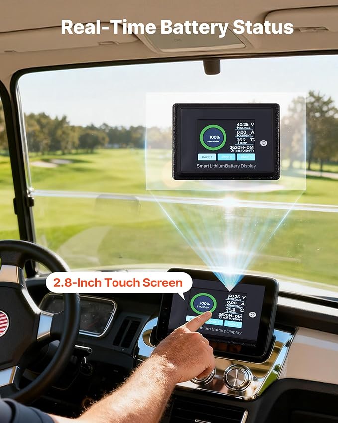 VEVOR 36V (38.4V) 105AH Lithium Golf Cart Battery, with 25A Charger, Lifepo4 Battery Kit, Built-in 200A BMS, with Bluetooth & Touch Monitor, 2C Discharge, 4000 Cycles, for Golf Carts, Trolling Motors