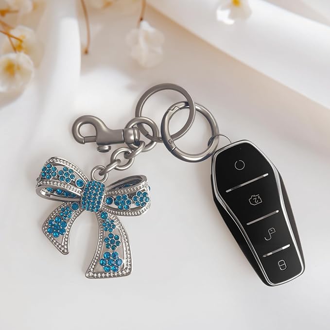 Sparkly Bow Bag Charm Rhinestone Bow Purse Charms Bows Keychain Women Bag Charm for Handbag