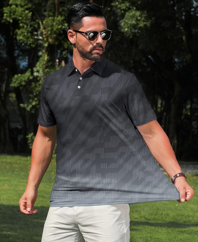 zeetoo Men's Polo Shirts Hawaiian Golf Polos Shirts Short Sleeve Performance Moisture Wicking Mens Golf Shirts