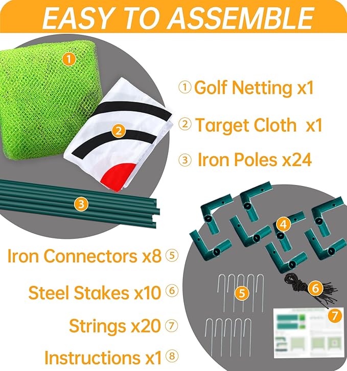 Gagalileo Golf Cage Net with Steel Frame and Target: 10X10X10FT Heavy Duty Practice Net for Backyard Driving & Indoor Driving Range Outdoor Training