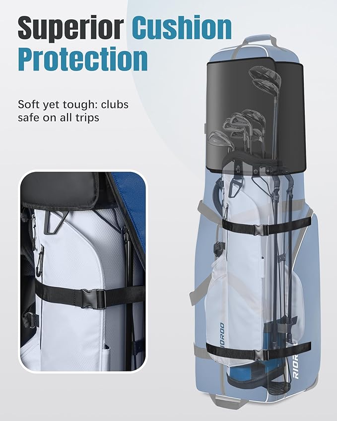 Golf Travel Bags for Airlines with Wheels, Soft-Sided 900D Oxford Cover, Padded Club Protection, Universal Fit Golf Gifts for Men and Women