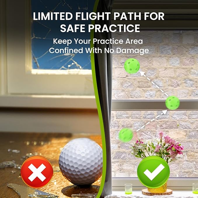 FINGER TEN Golf Practice Balls Plastic Colored Value 12/24/36/50 Pack, Limited Flight Sports Training Ball for Men Women, Indoor Outdoor Driving Range Backyard Use