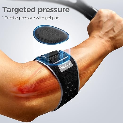 FREETOO Tennis Elbow Brace for Men Women for Tendonitis, Tennis Elbow Strap with Gel Pad, Golfers Elbow Brace for Men for Tennis & Golfers Elbow,Lateral Medial Epicondylitis. Fits Forearm 7.1''-11''
