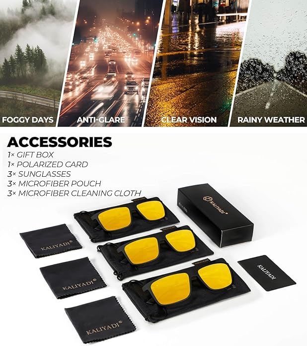 KALIYADI Polarized Sunglasses for Men and Women, Mens Sun Glasses with UV Protection for Driving Fishing Golf (3 Packs)