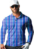 Men's Long Sleeve Golf Shirt Quick Dry 3 Button Work Fishing Outdoor Casual Collar Shirt