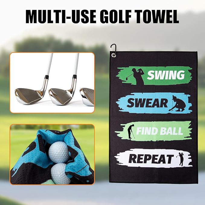Golf Towel,Printed Golf Towels for Golf Bags with Clip,Golf Accessories Funny Golf Gifts for Men Golfers,Husband Boyfriend Dad,Birthday Gifts for Golf Fan-I Use This Towel to Wash My Balls (Golf#3)