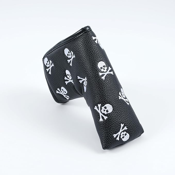 Golf Club Headcover, Premium Leather Embroidery Mallet Putter Cover Blade Head Covers, Stylish Golf Accessories, Great Golf Gifts for Men and Women Golfers