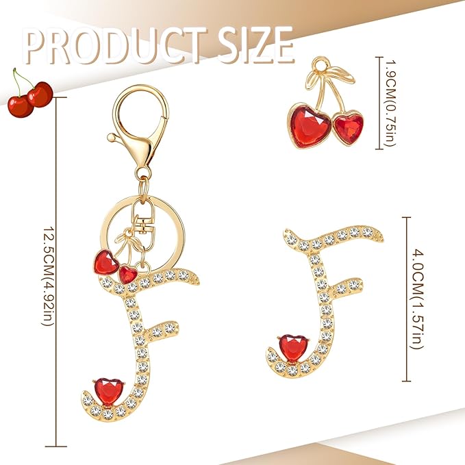 Gold Plated Alphabet Initial Letter Keyring Keychain for Women Girls Crystal Key Chains for Wallet Backpack Bag Charm
