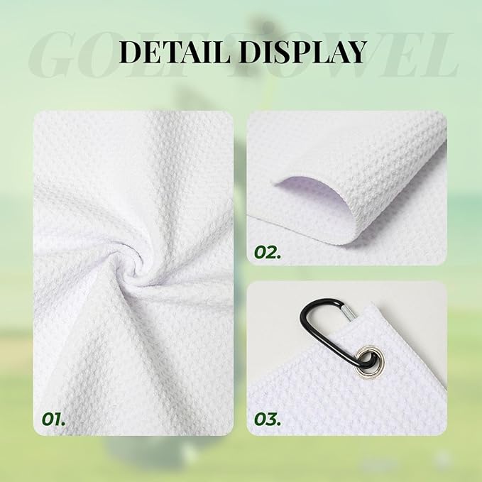 Christmas Cartoon Dinosaur Golf Towel Waffle Microfiber with Hook Detachable Clip 24x16in
