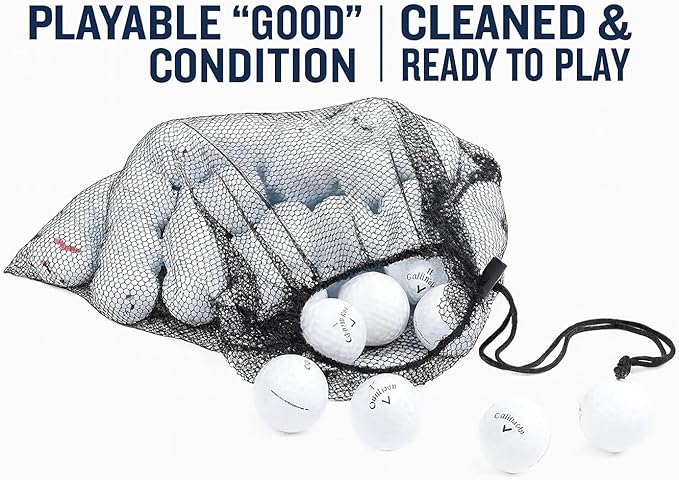 Clean Green Golf Balls Recycled & Used Golf Balls for 48 Callaway Golf Balls Brand Mix - Recycled & Used Golf Balls in Bulk Good Condition - Includes Mesh Carrying Bag