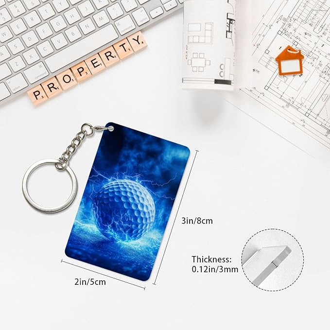 Keychain - Rectangular Acrylic Keychain Daily Key Ring Car Key Fob Holder 2X3 Inch