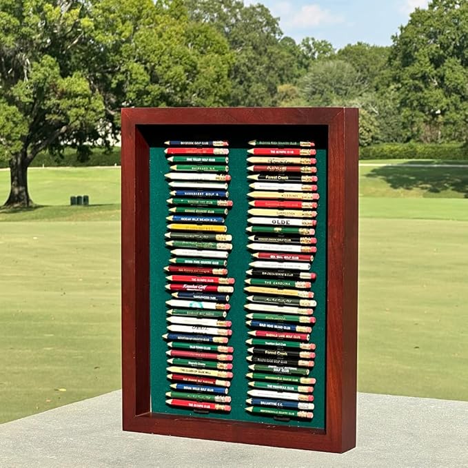 Eureka Golf Pencil Display Case | Holds 64 Round & Hexaganal Pencils| Black/Gray | Made in The USA