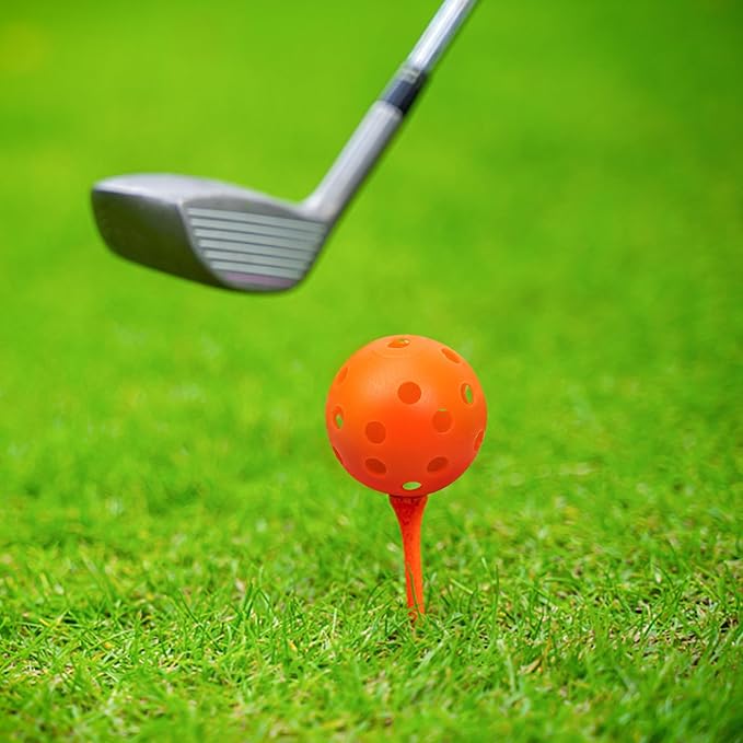 Plastic Golf Balls Practice Limited Flight Golf Training Ball Hollow Swing Practice Indoor Golf Balls with Mesh Drawstring Bag for Backyard Driving Range or Outdoor