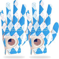 FINGER TEN Golf Gloves Men Right Handed Golfer Left Hand with Ball Marker 2 Pack Leather Breathable Comfortable Weathersof Grip Size Small Medium ML Large XL