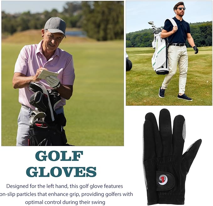 NOLITOY Left Handed Golf Glove Men Ergonomic Lambskin Mitt with Anti-Slip Grip Particles All Weather Protection for Professional and Casual Golfers Stylish and Comfortable Design