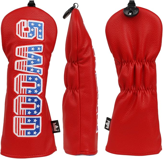 Craftsman Golf Headcover Set for Driver 3 5 Fairway Wood Hybrid Golf Club Head Cover, USA Flag Old Glory Design Golf Club Covers,Interchangeable Number Tag Offered