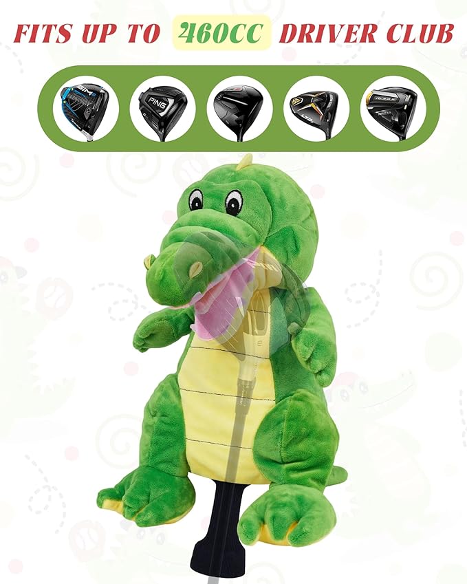 Big Teeth Funny Plush Driver Headcover Animal, Groundhog Gopher Penguin Driver Head Cover for 460cc Club, Sloth Leprechaun Crocodile Golf Head Covers for Woods and Driver Protector