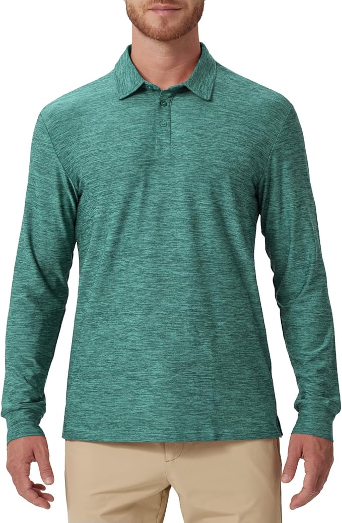 NAVISKIN Men's Polo Shirts Long Sleeve Golf Shirts with Collar UPF 50 SPF Shirt for Men Quick Dry Moisture Wicking
