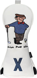 Golf Club Cover for Driver Fairway Wood Hybrid Mallet Putter Cover, Wootfairy Golf Club Headcovers Waterproof Leather White Accessories Compatible with Taylormade Odyssey and More Brand