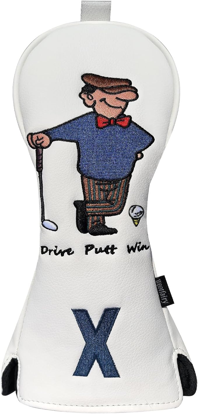 Golf Club Cover for Driver Fairway Wood Hybrid Mallet Putter Cover, Wootfairy Golf Club Headcovers Waterproof Leather White Accessories Compatible with Taylormade Odyssey and More Brand