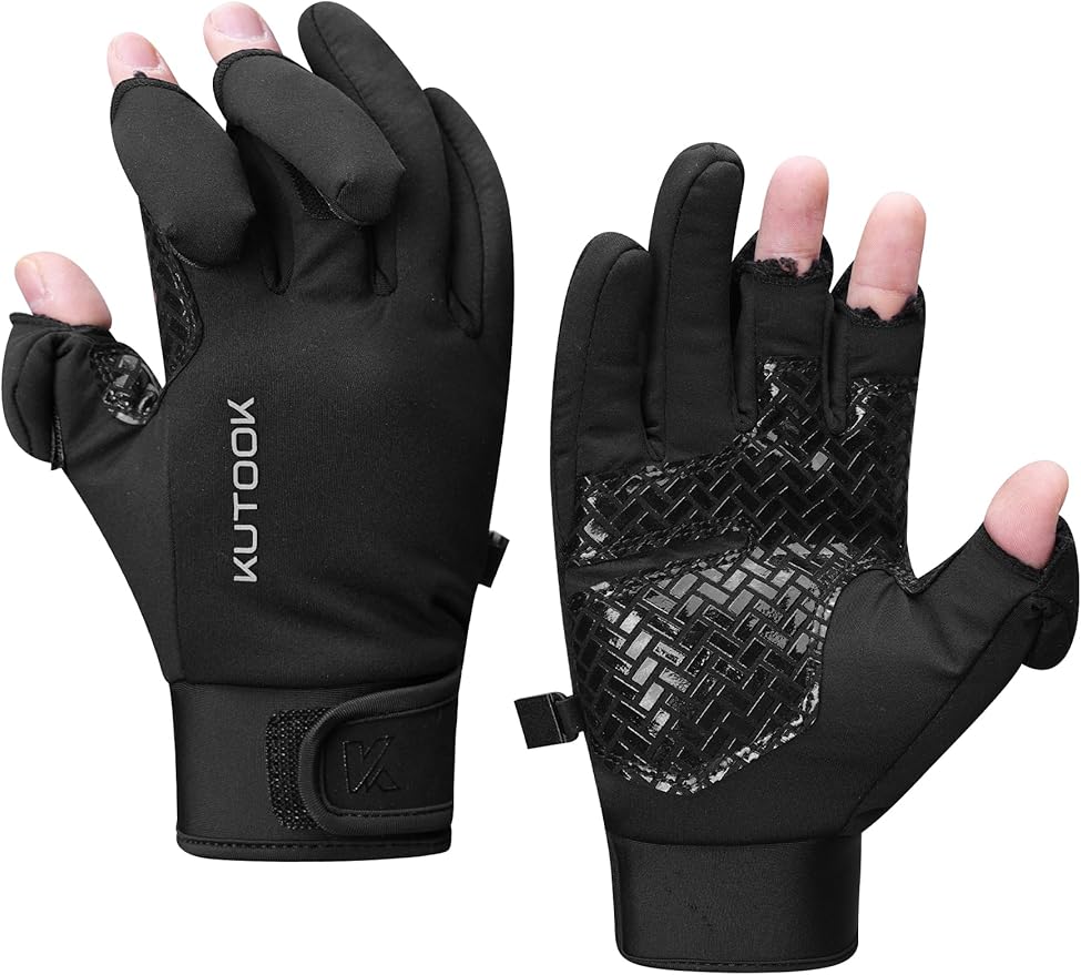 KUTOOK Winter Fishing Gloves for Men& Women Waterproof Glove Cold Weather Hunting Photography Shooting Hiking