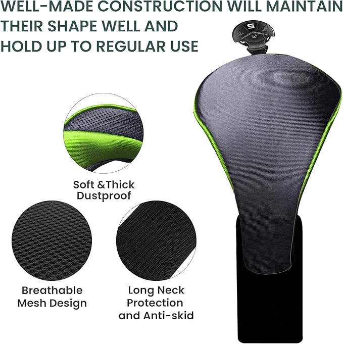 FINGER TEN Golf Club Head Covers for Hybrids Long Headcover Interchangeable Accessories for Ultimate Club Protection