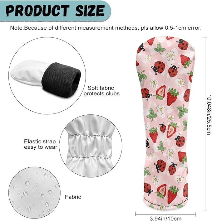 Golf Club Head Covers for Club Protective, Waterproof PU Leather Driver Fairway Wood Hybrid Head Cover