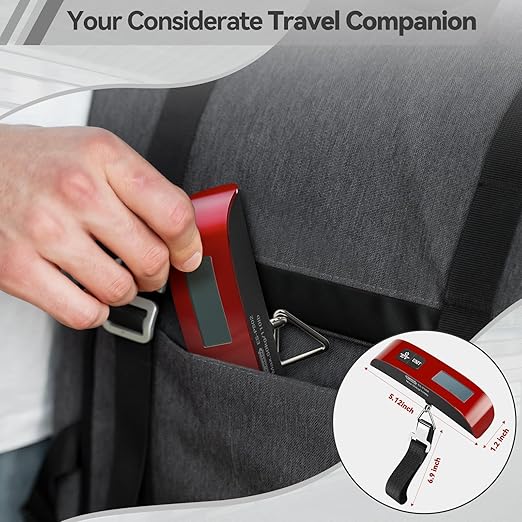 Luggage Scale, Dr.meter Luggage Weight Scale Backlight LCD Display PS02 110lb/50kg Electronic Balance Digital Postal Travel Accessories with Rubber Paint Handle Temperature Sensor, Red