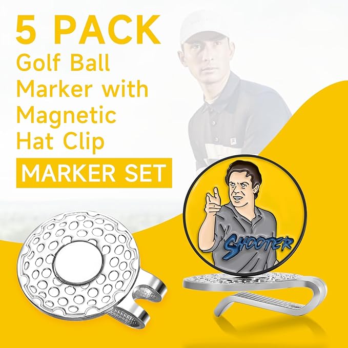 Magnetic Golf Ball Marker Clips, Funny Golf Ball Markers with Magnetic Clip, Enamel Golf Ball Markers Hat Clip Magnet for Men Women Golfer Gifts