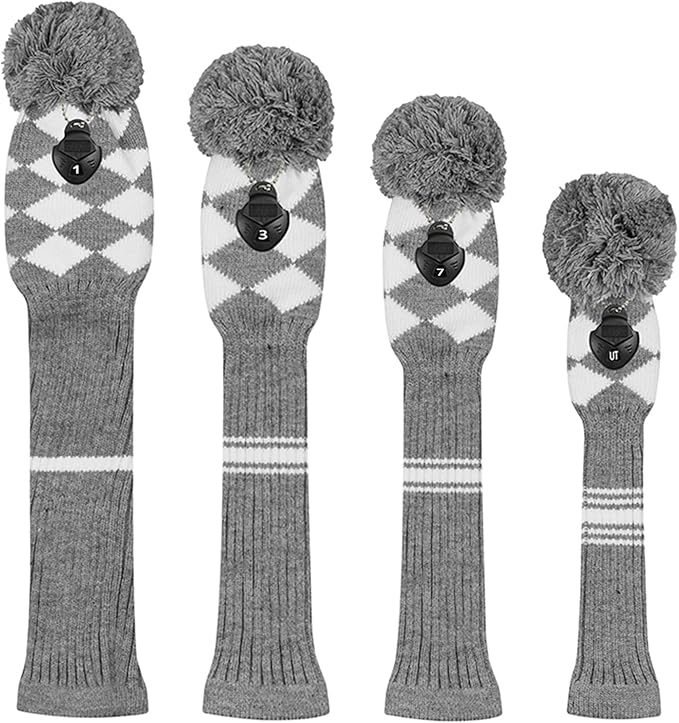 Scott Edward Knit Wood Golf Club Head Covers 4 Pieces Knitted Item Fit Over Well Driver Wood(460cc) Fairway Wood and Hybrid(UT)