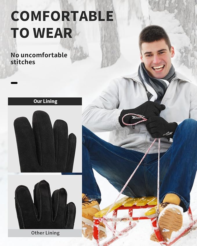 ATERCEL 3M Thinsulate Winter Gloves Men Women, Waterproof Thermal Cold Weather Gloves, Touchscreen Snow SKI Skating Gloves