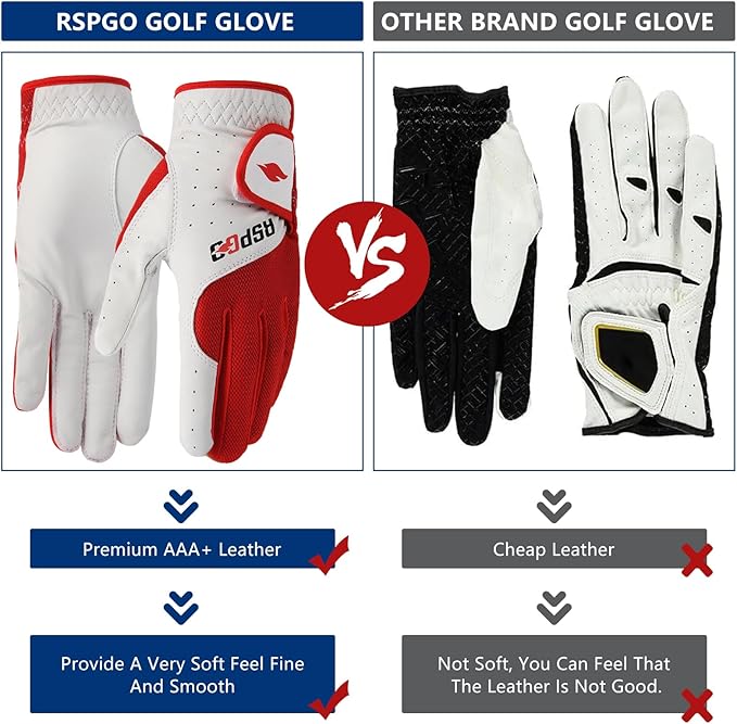 Men's and Women's Single Pack Left - Handed Breathable Golf Gloves Crafted from All - Premium Soft Cabretta Leather for Enhanced Grip and Durability
