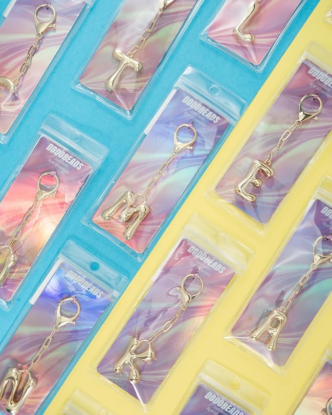Initial Bag Charms, Bubble Letter Charm for Handbags, Cute Keychain with Letter, Initial Bag Charms for Women