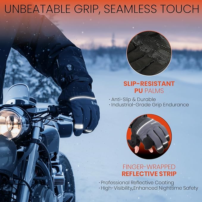 Heated Gloves for Men Women, 7.4V Battery Rechargeable with 2.5-Hour Fast Charging, Waterproof Electric Heated Ski Glove for Work, Fishing, Hunting, Motorcycle, Skiing