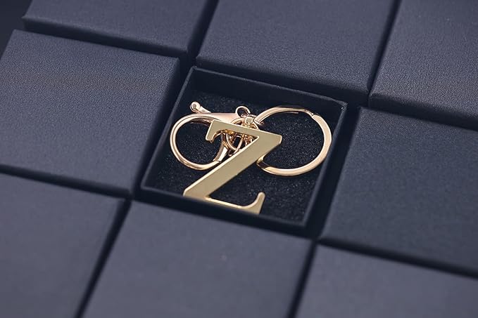 LAXPICOL Gold Letter A-Z Keychain for Women Bag Charms Purse Charms For Handbags Metal Alphabet Initial Letter Keychain