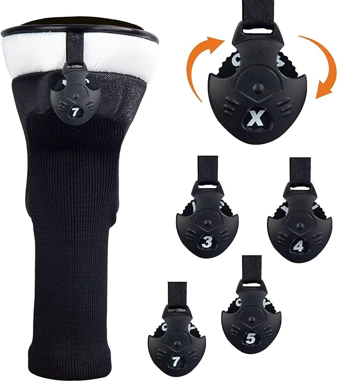 Golf Club Head Cover for Driver Fairway Hybrid 3 Pcs Woods Headcovers, Golf Accessories Head Covers Set with Interchangeable No. Tags 3 4 5 7 X Golf Accessories for Men Women