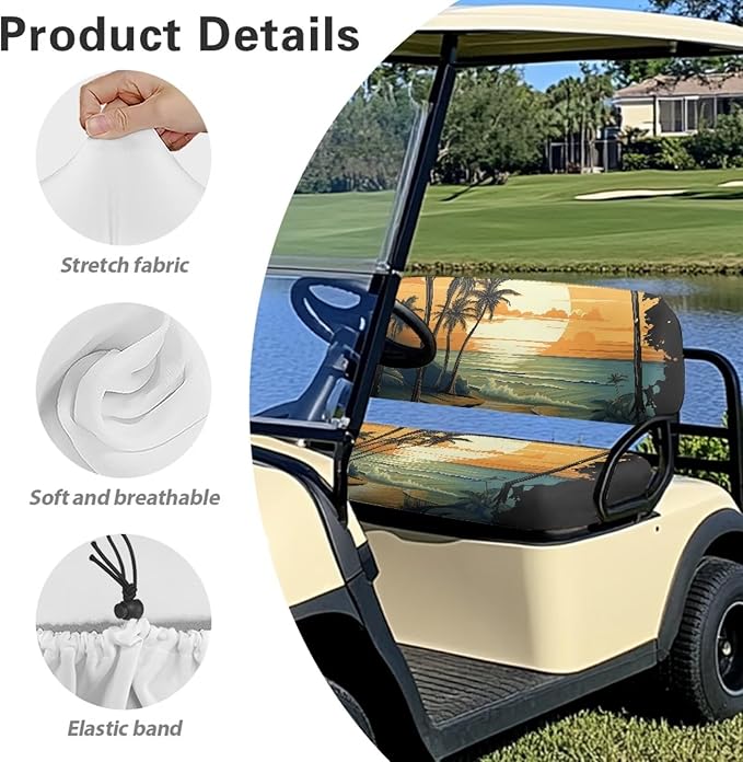 Fashion Print Golf Cart Seat Covers 2 Passenger Golf Cart Backrest Cover Golf Cart Seat Towel Gift for Friends
