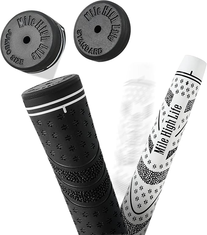 Mile High Life Golf Grips 13 Pack / 3 Pack - All-Weather Soft Rubber Golf Club Grips - High Shock Absorption, Enhanced Traction - Standard, Midsize & Jumbo Size (Core 0.58"-0.61")