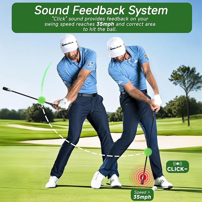 Golf Swing Training Bundle – Pressure Plate Balance Board & Click Stick Swing Trainer Golf Training Aid Set for Indoor/Outdoor Practice, Improve Tempo, Flexibility, Strength & Swing Accuracy