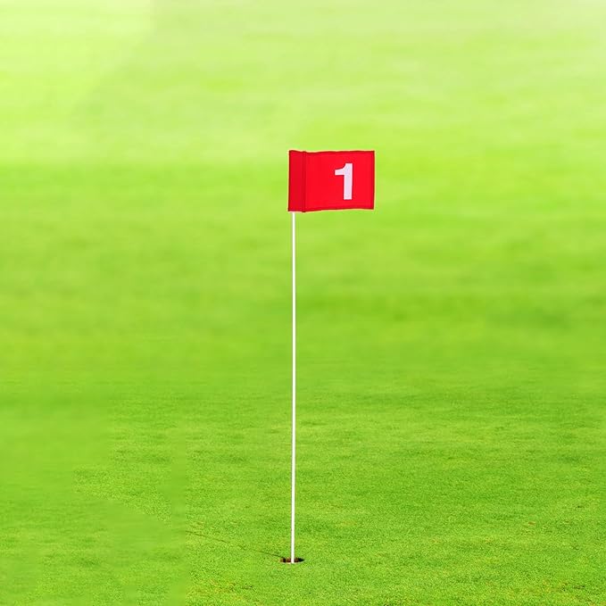Ciieeo Numbered Golf Markers 4Pcs Red Putting Area Flags Sturdy Outdoor Practice Training for Golf Course and Backyard Use
