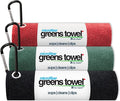 3 Pack Golf Towel Set for Golf Bags with Clip, Plush Microfiber Nap Fabric, 16x16, The Original, Multiple Colors (RED-Green-Black)