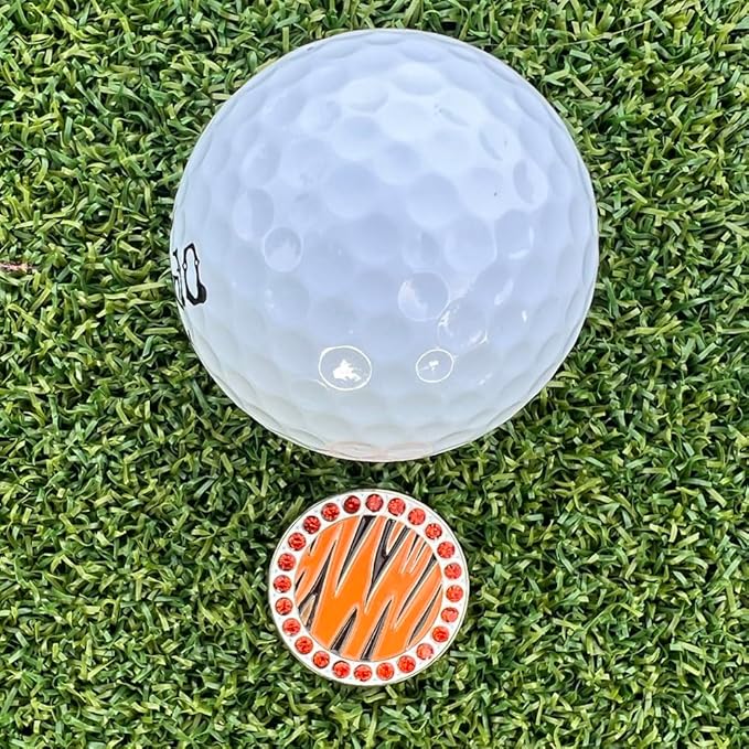Giggle Golf Bling Golf Ball Marker Pack with Hat Clip – Animal Print Sparkly Markers for Women Golfers (Zebra, Tiger & Paw Print) – Fun Wild Golf Gift Set