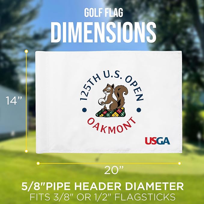 Standard Golf Flag U.S.Tour 2025, Tube Insert, 14x20 Inch 420D Nylon Dual-Sided Silk-Screen, Ideal for Practice Putting Green, Driving Range, Course, Club, White, 1-Pack