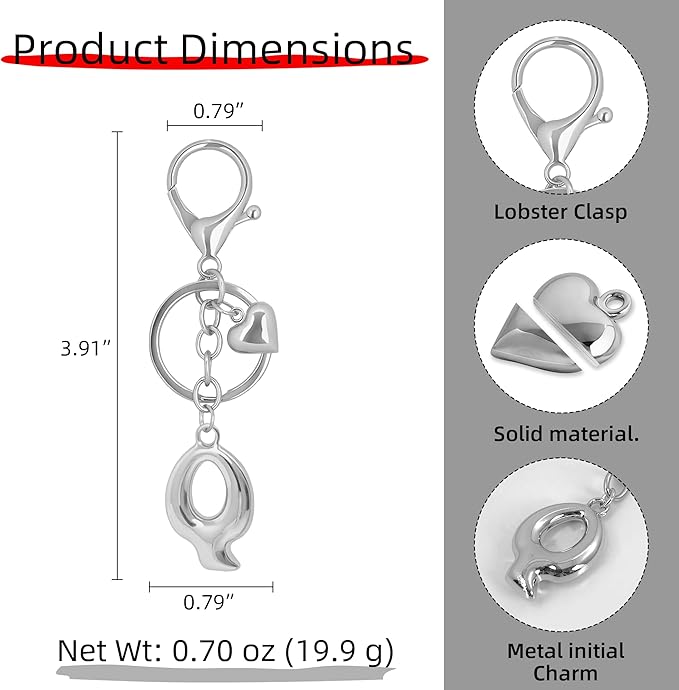 Gold Bubble Heart, Cherry, Bow & More Designs Letter Initial Keychain Bag Charms – Cute Purse Charms for Handbags