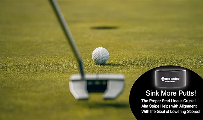 Ball Badge Aim Stripe - 360 Degree Golf Ball Line Marker Kit with Golf Bag Attachment for Perfect Alignment and Precision Putting
