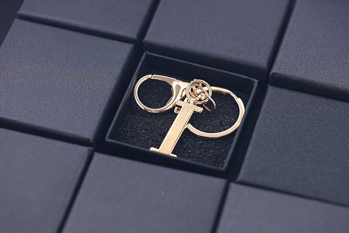 LAXPICOL Gold Letter A-Z Keychain for Women Bag Charms Purse Charms For Handbags Metal Alphabet Initial Letter Keychain